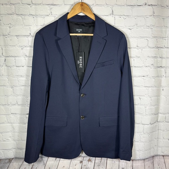 Rhone Commuter Seersucker Sport Coat Mens Medium True Navy Blazer 101909-404 NEW
